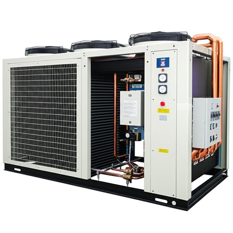 Mesin pendingin air kondensor dengan tekanan tinggi rendah kelebihan beban Sistem perlindungan urutan fase antibeku Tingkat kebisingan 65dBA